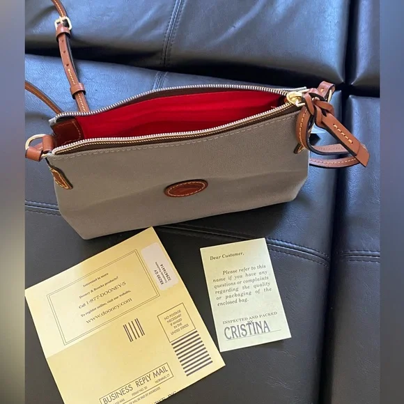 Dooney & Bourke Gray Canvas Pouchette Crossbody NWT - Picture 12 of 13